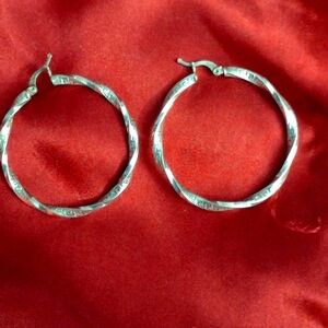 Sterling silver large hoop 2 inch earrings 925.